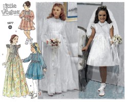 1877 VOGUE EMPIRE GIRLS DRESS LENGTHS SLVS OR NOT VEIL PATTERN 7 8, 12